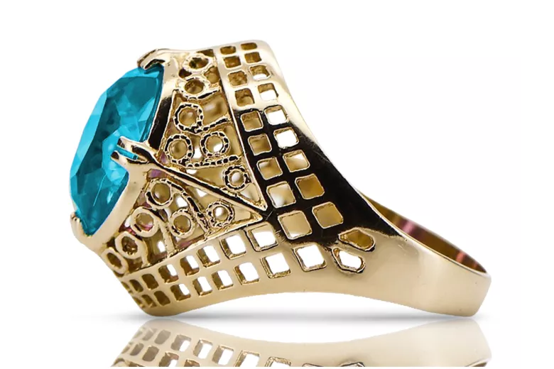 Аквамарин 14-кв Желтое золото Кольцо Винтаж изделия vrc030y